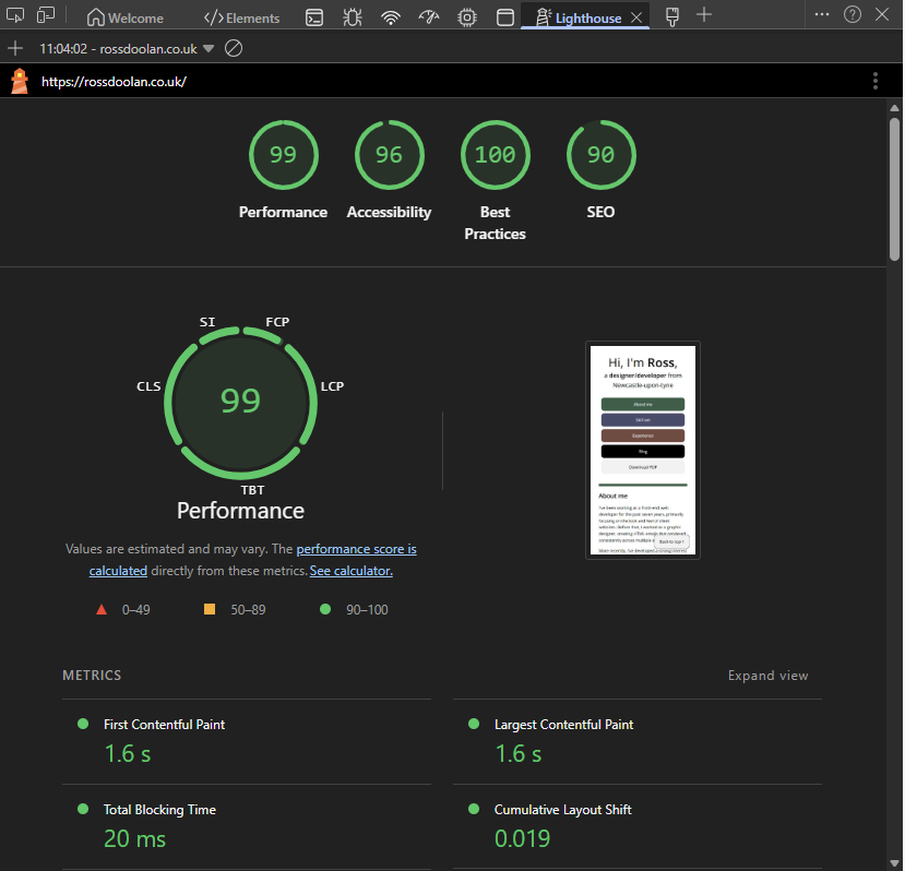 Lighthouse Dev Tool Screenshot